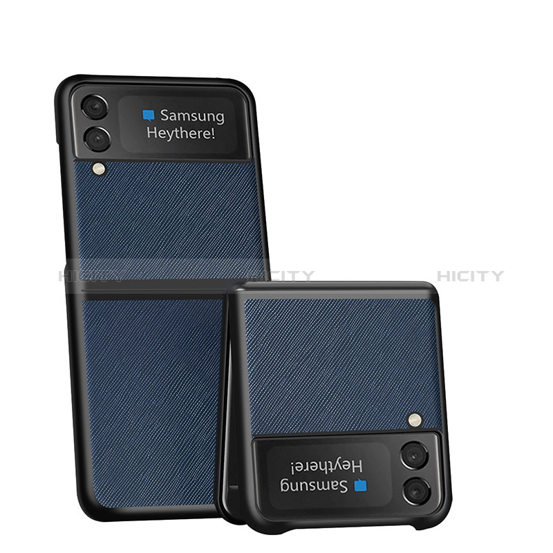 Samsung Galaxy Z Flip3 5G用ハイブリットバンパーケース 高級感 手触り良いレザー柄 兼プラスチック S04 サムスン 