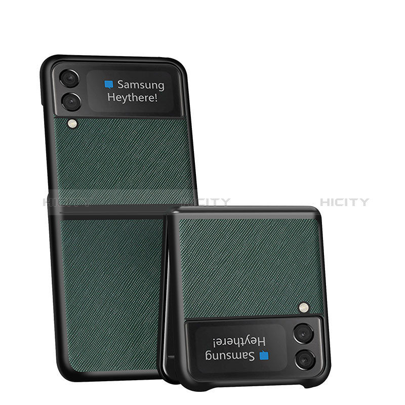 Samsung Galaxy Z Flip3 5G用ハイブリットバンパーケース 高級感 手触り良いレザー柄 兼プラスチック S04 サムスン 