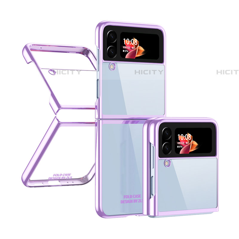 Samsung Galaxy Z Flip4 5G用ハードカバー クリスタル クリア透明 H03 サムスン パープル