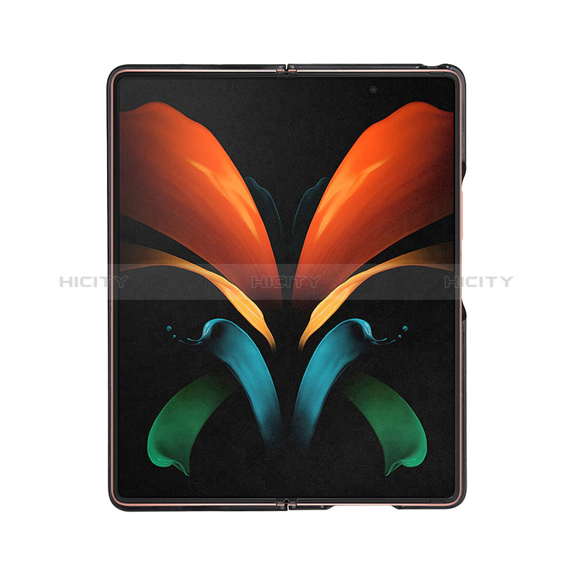 Samsung Galaxy Z Fold2 5G用ハイブリットバンパーケース 高級感 手触り良いレザー柄 兼プラスチック BH4 サムスン 