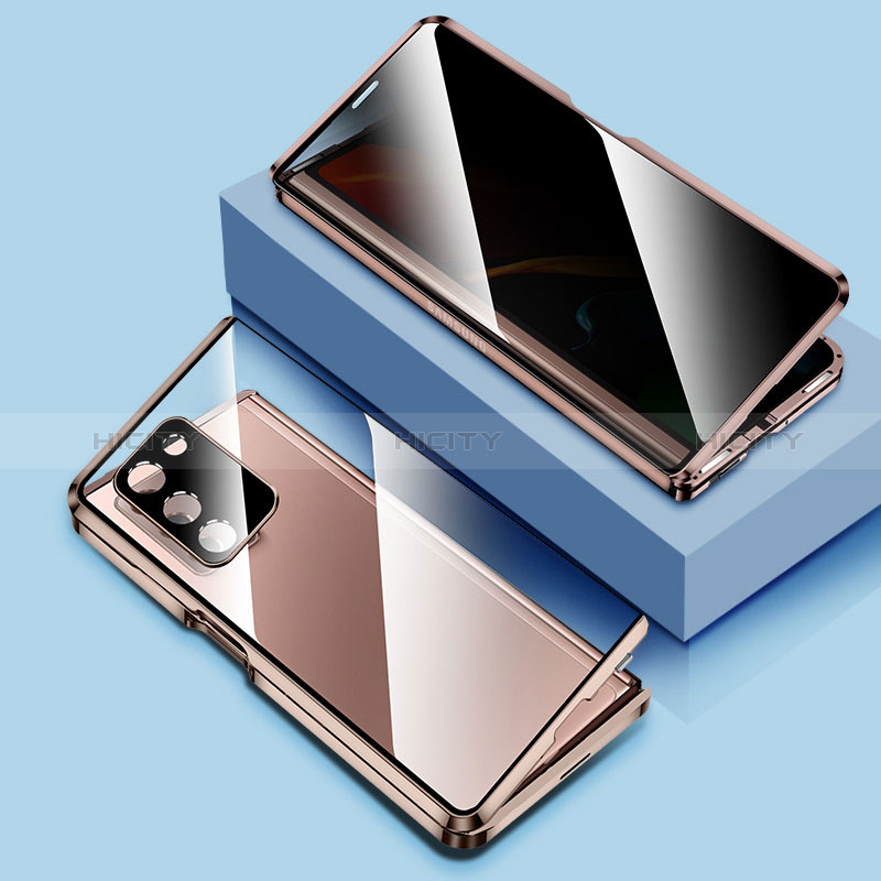 Samsung Galaxy Z Fold2 5G用ケース 高級感 手触り良い アルミメタル 製の金属製 360度 フルカバーバンパー 鏡面 カバー サムスン 