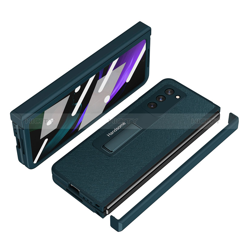 Samsung Galaxy Z Fold2 5G用ハイブリットバンパーケース 高級感 手触り良いレザー柄 兼プラスチック Z07 サムスン 