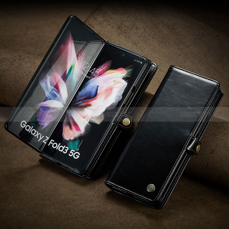 Samsung Galaxy Z Fold3 5G用手帳型 レザーケース スタンド カバー CS3 サムスン ブラック