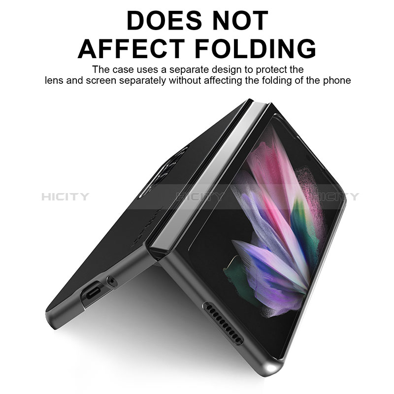 Samsung Galaxy Z Fold3 5G用ハイブリットバンパーケース 高級感 手触り良いレザー柄 兼プラスチック LC1 サムスン 