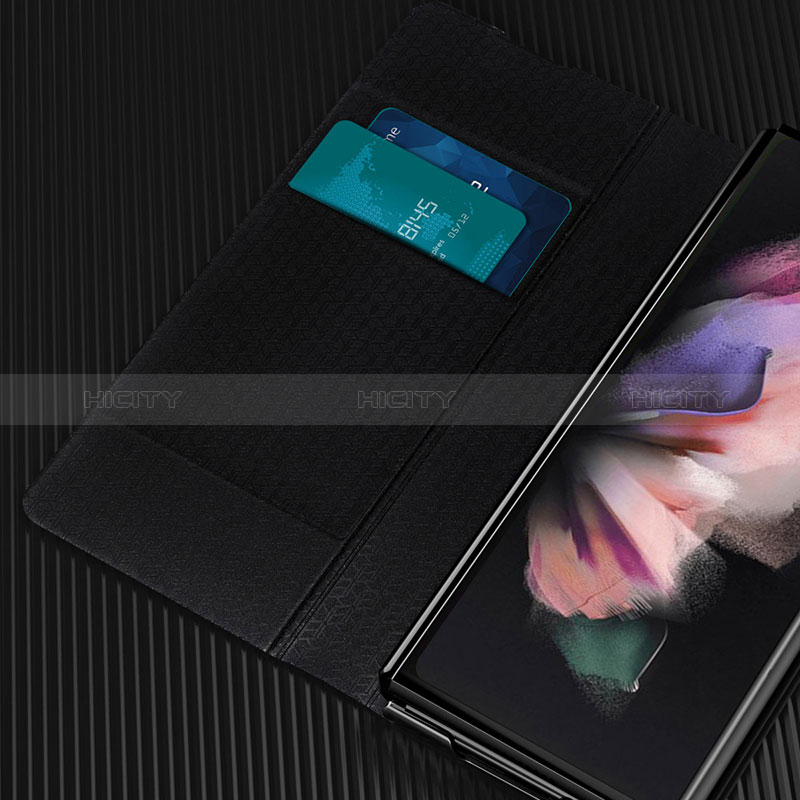 Samsung Galaxy Z Fold3 5G用ハイブリットバンパーケース 高級感 手触り良いレザー柄 兼プラスチック H02 サムスン 