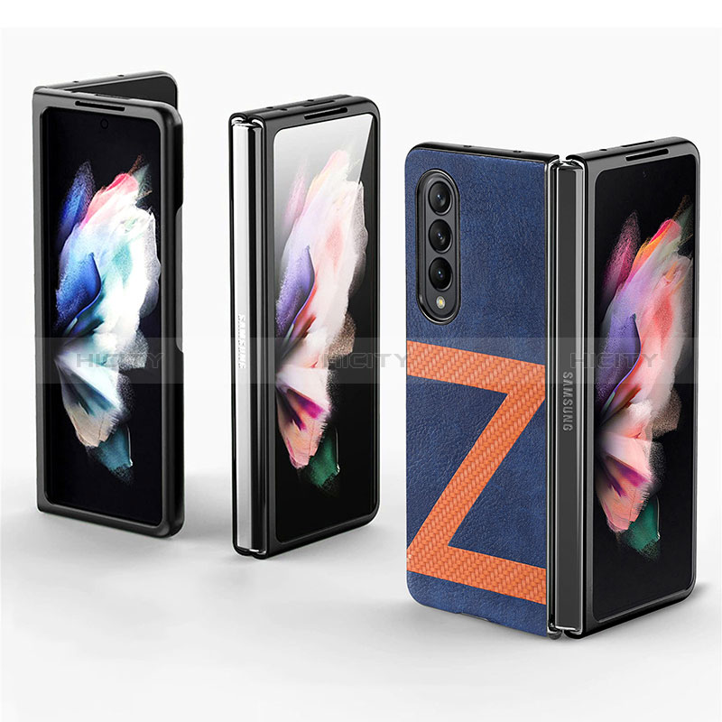 Samsung Galaxy Z Fold3 5G用ハイブリットバンパーケース 高級感 手触り良いレザー柄 兼プラスチック H08 サムスン 