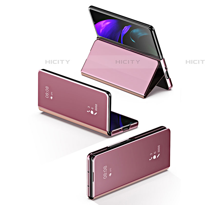 Samsung Galaxy Z Fold4 5G用手帳型 レザーケース スタンド 鏡面 カバー ZL2 サムスン 