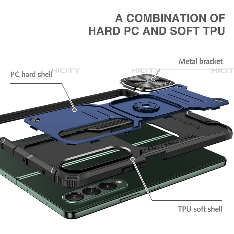 Samsung Galaxy Z Fold4 5G用ハイブリットバンパーケース プラスチック アンド指輪 マグネット式 MQ1 サムスン 