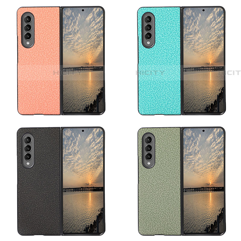 Samsung Galaxy Z Fold4 5G用ハイブリットバンパーケース 高級感 手触り良いレザー柄 兼プラスチック R04 サムスン 