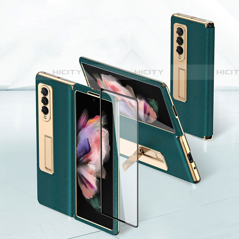 Samsung Galaxy Z Fold4 5G用ハイブリットバンパーケース 高級感 手触り良いレザー柄 兼プラスチック C08 サムスン 