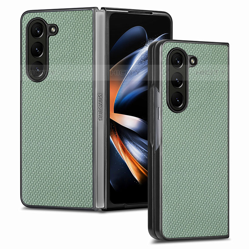 Samsung Galaxy Z Fold5 5G用ハイブリットバンパーケース 高級感 手触り良いレザー柄 兼プラスチック SD2 サムスン グリーン