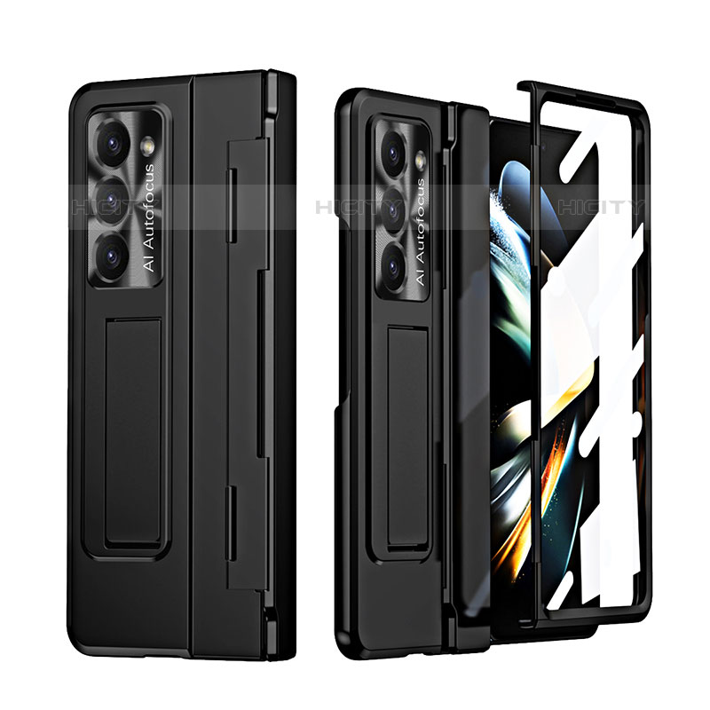 Samsung Galaxy Z Fold5 5G用ハードケース プラスチック 質感もマット カバー スタンド ZL3 サムスン ブラック