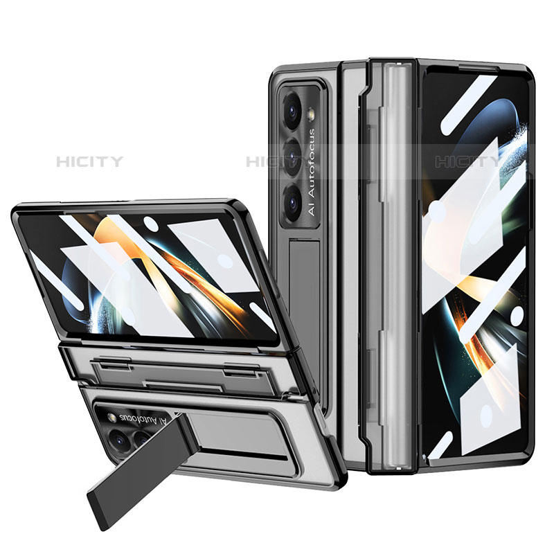 Samsung Galaxy Z Fold5 5G用ハードケース プラスチック 質感もマット カバー スタンド ZL6 サムスン ブラック