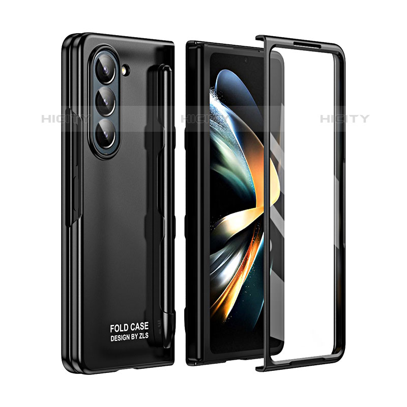 Samsung Galaxy Z Fold5 5G用ハードケース プラスチック 質感もマット 前面と背面 360度 フルカバー ZL1 サムスン ブラック