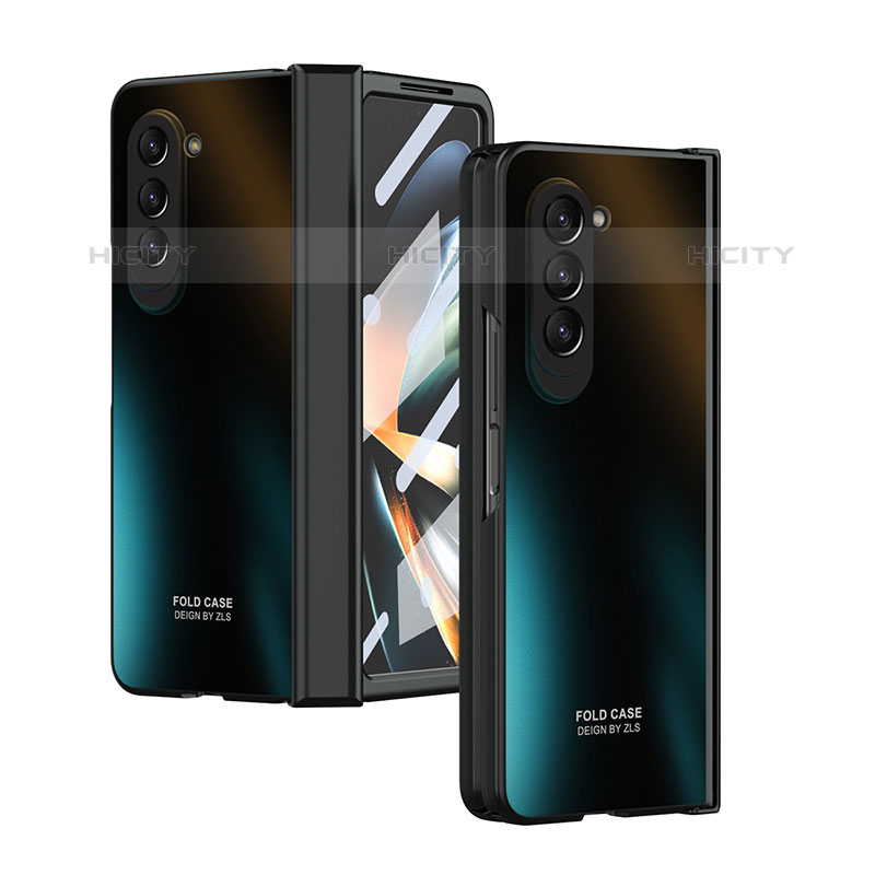 Samsung Galaxy Z Fold5 5G用ハードケース プラスチック 質感もマット 前面と背面 360度 フルカバー Z04L サムスン ブラック