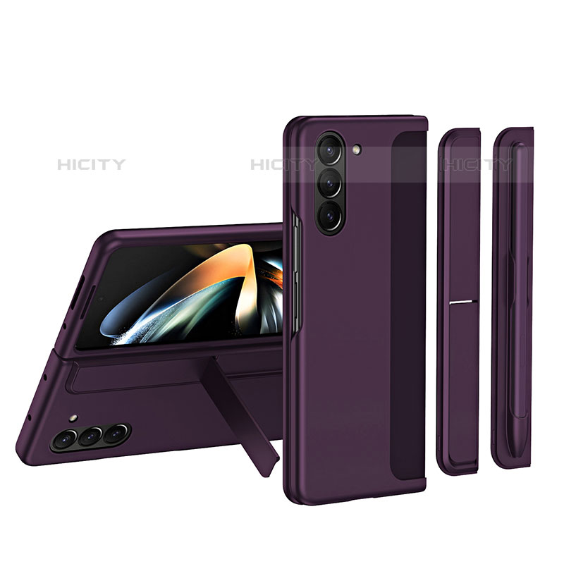 Samsung Galaxy Z Fold5 5G用ハードケース プラスチック 質感もマット 前面と背面 360度 フルカバー QH1 サムスン パープル