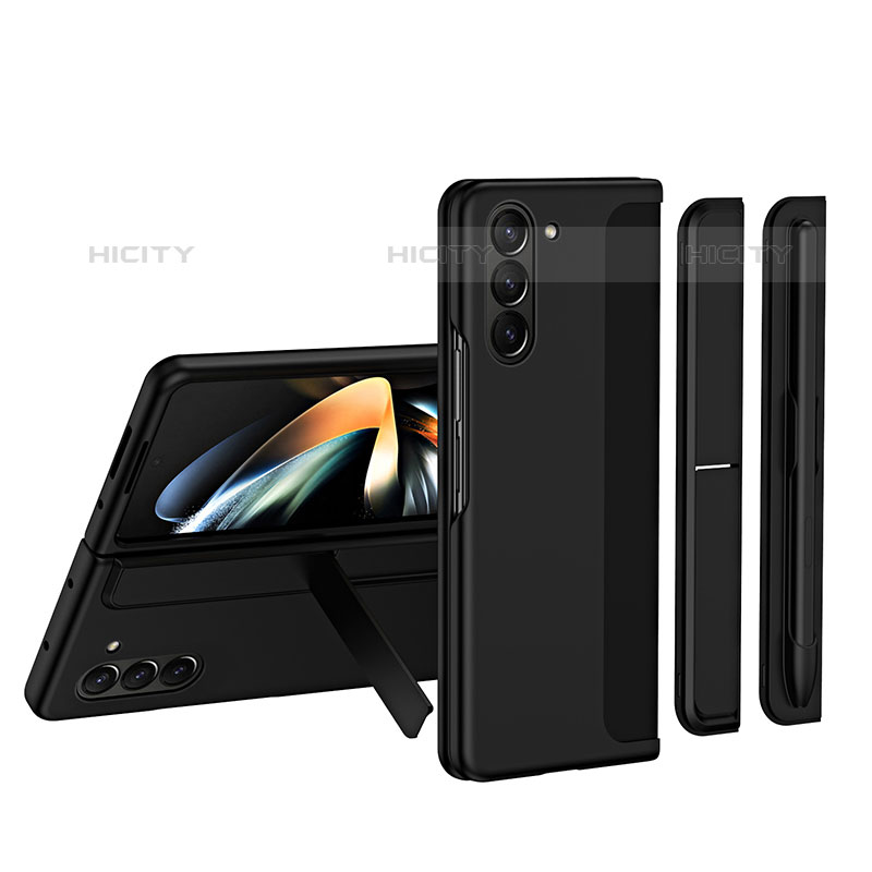 Samsung Galaxy Z Fold5 5G用ハードケース プラスチック 質感もマット 前面と背面 360度 フルカバー QH1 サムスン ブラック