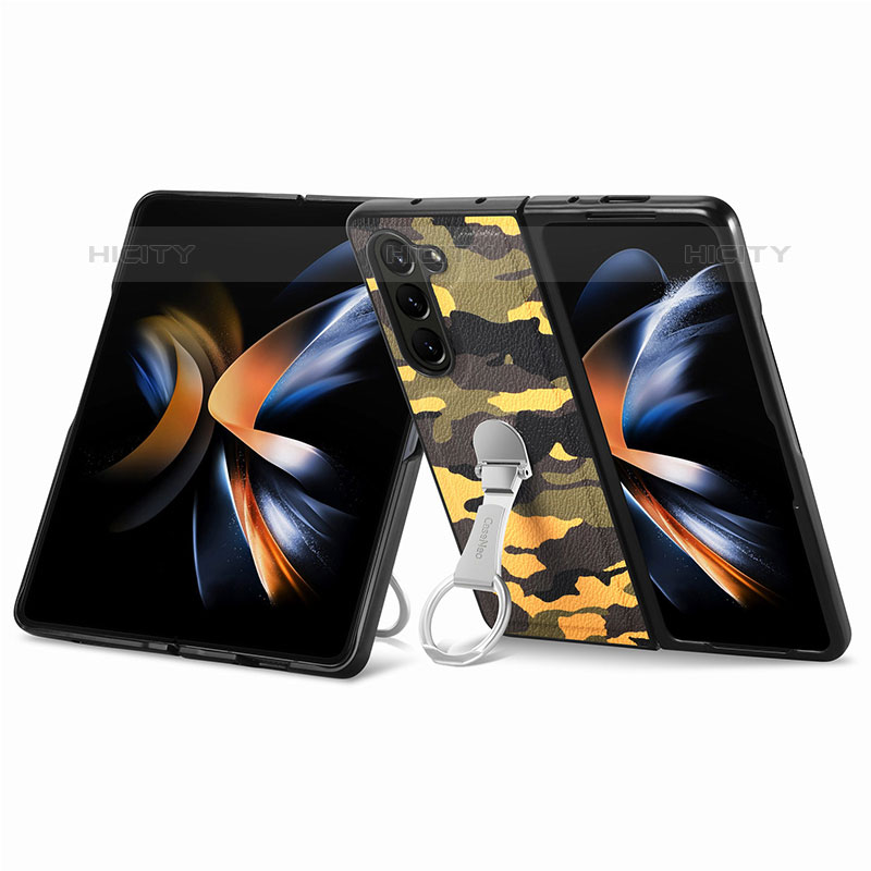 Samsung Galaxy Z Fold5 5G用ハイブリットバンパーケース 高級感 手触り良いレザー柄 兼プラスチック S09D サムスン 