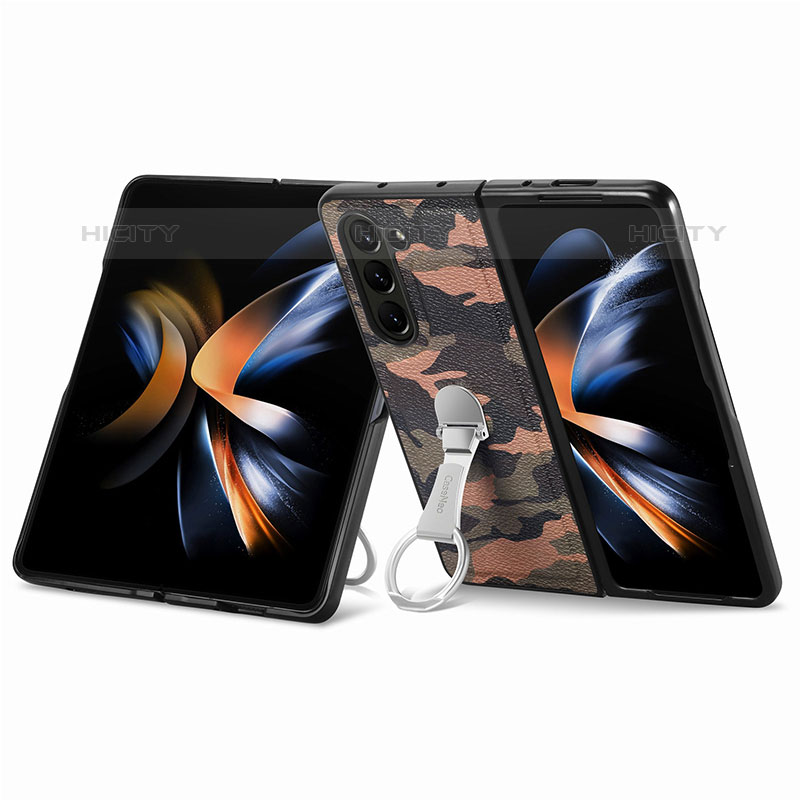 Samsung Galaxy Z Fold5 5G用ハイブリットバンパーケース 高級感 手触り良いレザー柄 兼プラスチック S10D サムスン 