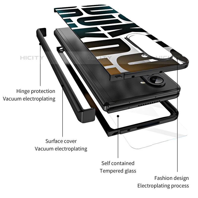 Samsung Galaxy Z Fold5 5G用ハードケース プラスチック 質感もマット 前面と背面 360度 フルカバー ZL7 サムスン 