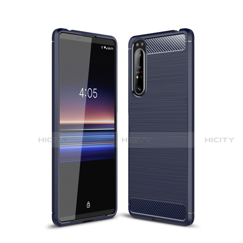 Sony Xperia 1 II用シリコンケース ソフトタッチラバー ライン カバー ソニー ネイビー