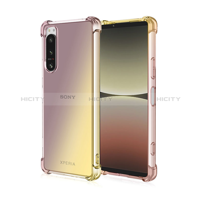 Sony Xperia 1 II用極薄ソフトケース グラデーション 勾配色 クリア透明 ソニー ゴールド