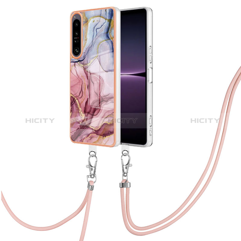 Sony Xperia 1 IV用シリコンケース ソフトタッチラバー バタフライ パターン カバー 携帯ストラップ YB7 ソニー マルチカラー