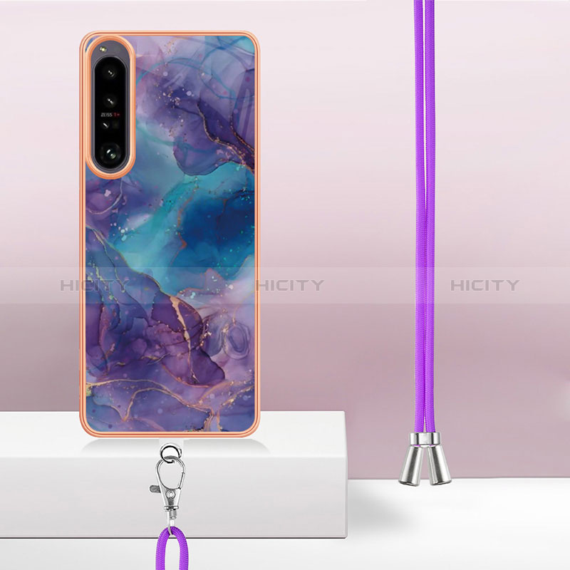 Sony Xperia 1 IV用シリコンケース ソフトタッチラバー バタフライ パターン カバー 携帯ストラップ YB7 ソニー 