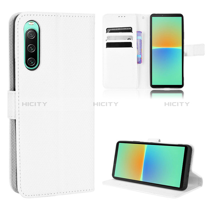 Sony Xperia 10 IV用手帳型 レザーケース スタンド カバー BY1 ソニー ホワイト