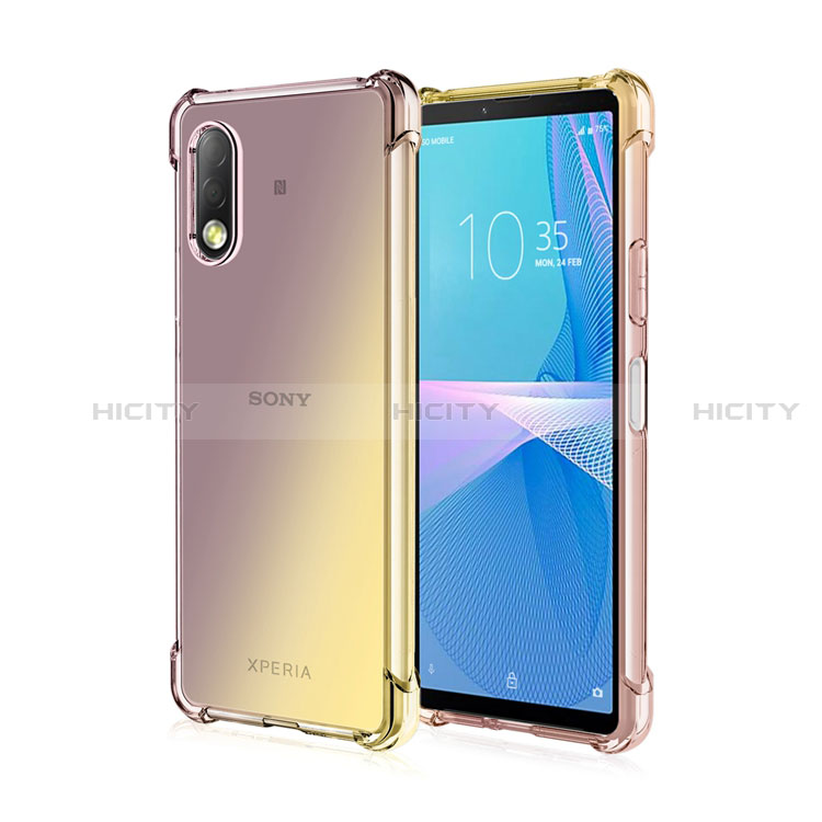 Sony Xperia Ace II用極薄ソフトケース グラデーション 勾配色 クリア透明 ソニー ゴールド