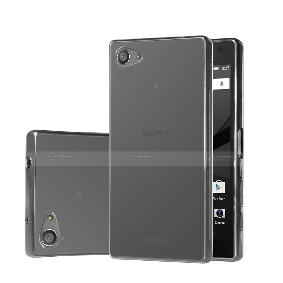 Sony Xperia Z5 Compact用極薄ソフトケース シリコンケース 耐衝撃 全面保護 クリア透明 ソニー グレー