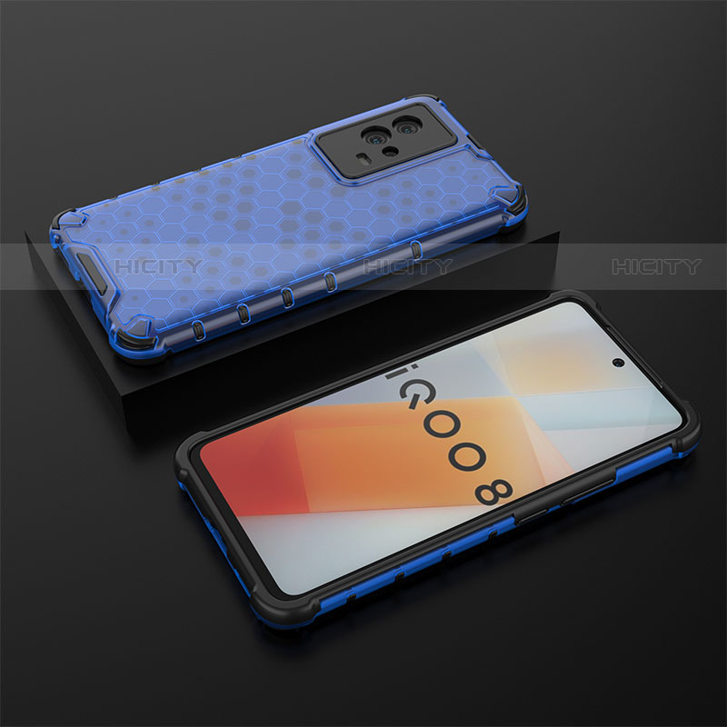 Vivo iQOO 8 5G用360度 フルカバー ハイブリットバンパーケース クリア透明 プラスチック カバー M02 Vivo ネイビー