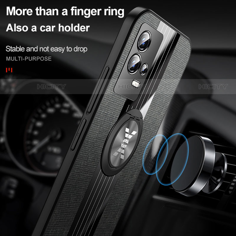 Vivo iQOO 8 Pro 5G用極薄ソフトケース シリコンケース 耐衝撃 全面保護 アンド指輪 マグネット式 バンパー A01 Vivo 