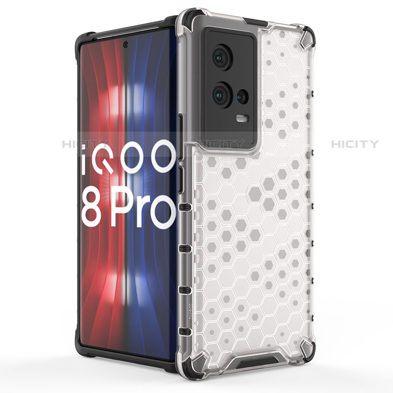 Vivo iQOO 8 Pro 5G用360度 フルカバー ハイブリットバンパーケース クリア透明 プラスチック カバー M01 Vivo 