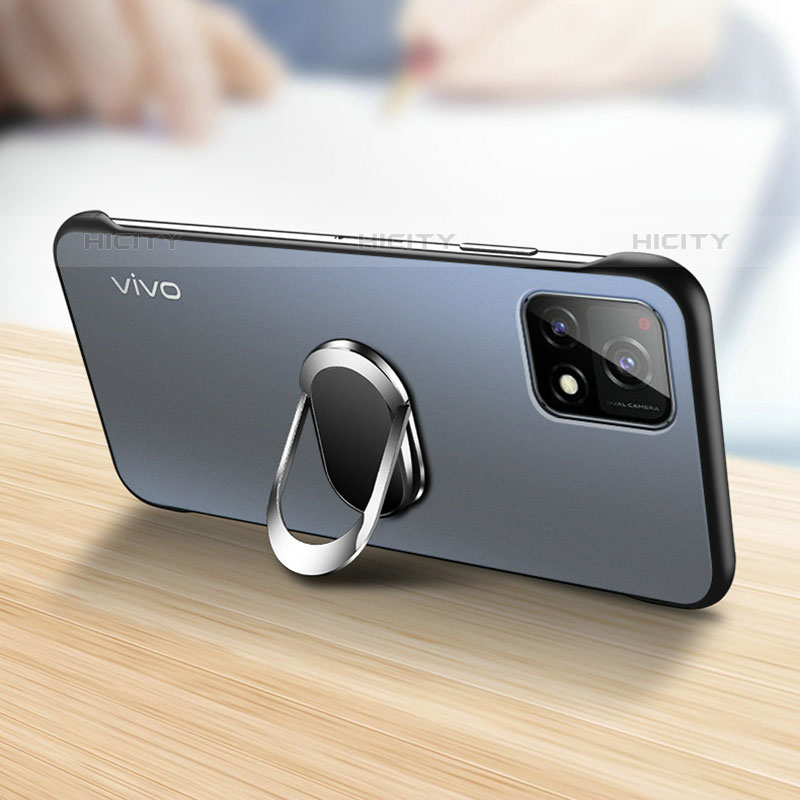 Vivo iQOO U3x 5G用ハードカバー クリスタル クリア透明 フレームレス アンド指輪 マグネット式 Vivo 