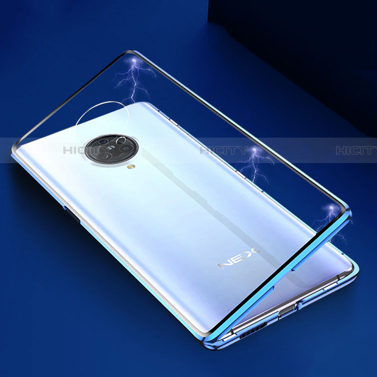 Vivo Nex 3用ケース 高級感 手触り良い アルミメタル 製の金属製 360度 フルカバーバンパー 鏡面 カバー M04 Vivo ネイビー