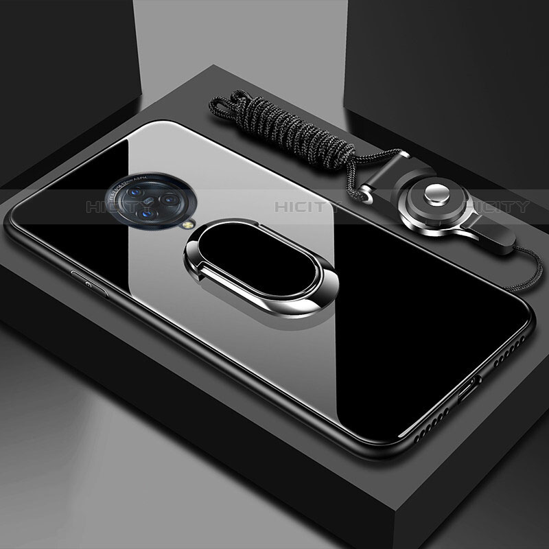 Vivo Nex 3S用ハイブリットバンパーケース プラスチック 鏡面 カバー アンド指輪 マグネット式 Vivo ブラック