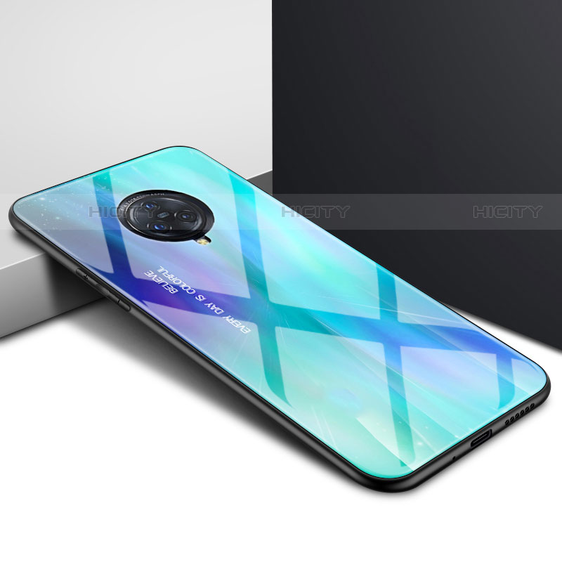 Vivo Nex 3S用ハイブリットバンパーケース プラスチック 鏡面 カバー Vivo シアン