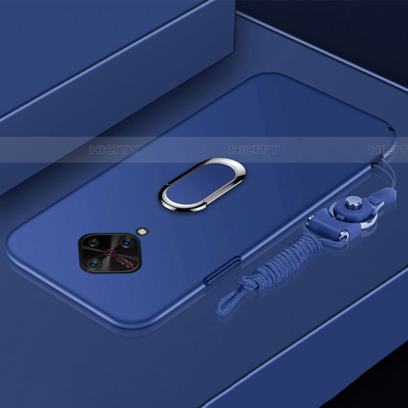 Vivo S1 Pro用ハードケース プラスチック 質感もマット アンド指輪 マグネット式 A02 Vivo ネイビー