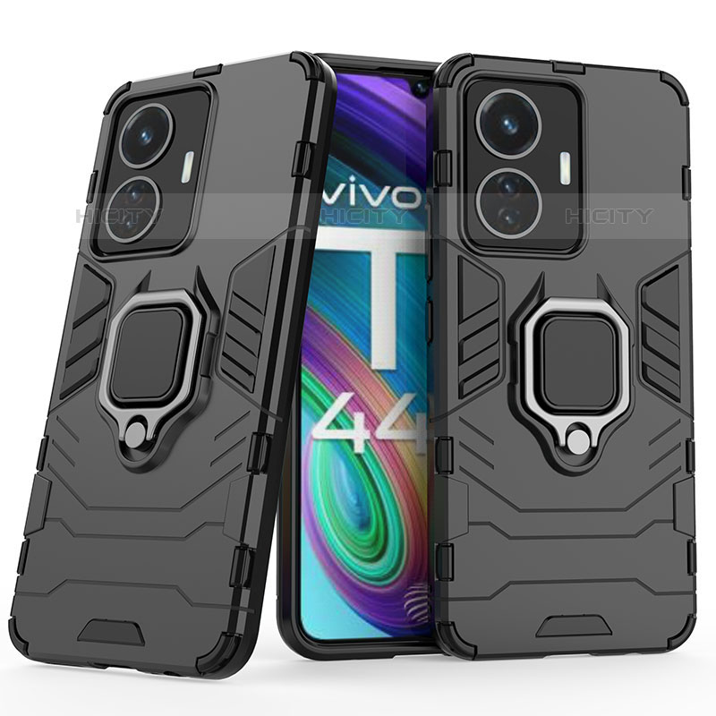 Vivo T1 4G用ハイブリットバンパーケース プラスチック アンド指輪 マグネット式 KC1 Vivo ブラック