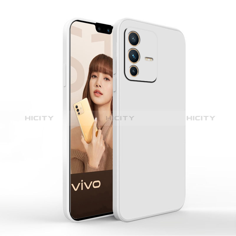 Vivo V23 5G用360度 フルカバー極薄ソフトケース シリコンケース 耐衝撃 全面保護 バンパー YK4 Vivo ホワイト