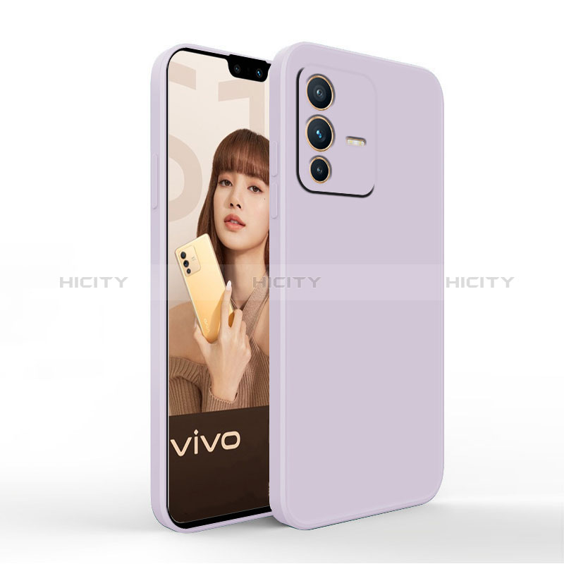 Vivo V23 5G用360度 フルカバー極薄ソフトケース シリコンケース 耐衝撃 全面保護 バンパー YK4 Vivo ラベンダー