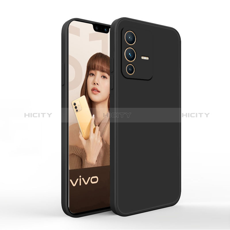 Vivo V23 5G用360度 フルカバー極薄ソフトケース シリコンケース 耐衝撃 全面保護 バンパー YK4 Vivo ブラック