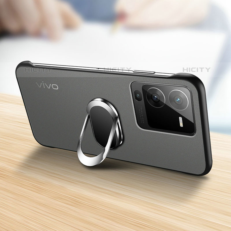 Vivo V25 Pro 5G用ハードカバー クリスタル クリア透明 フレームレス アンド指輪 マグネット式 Vivo 