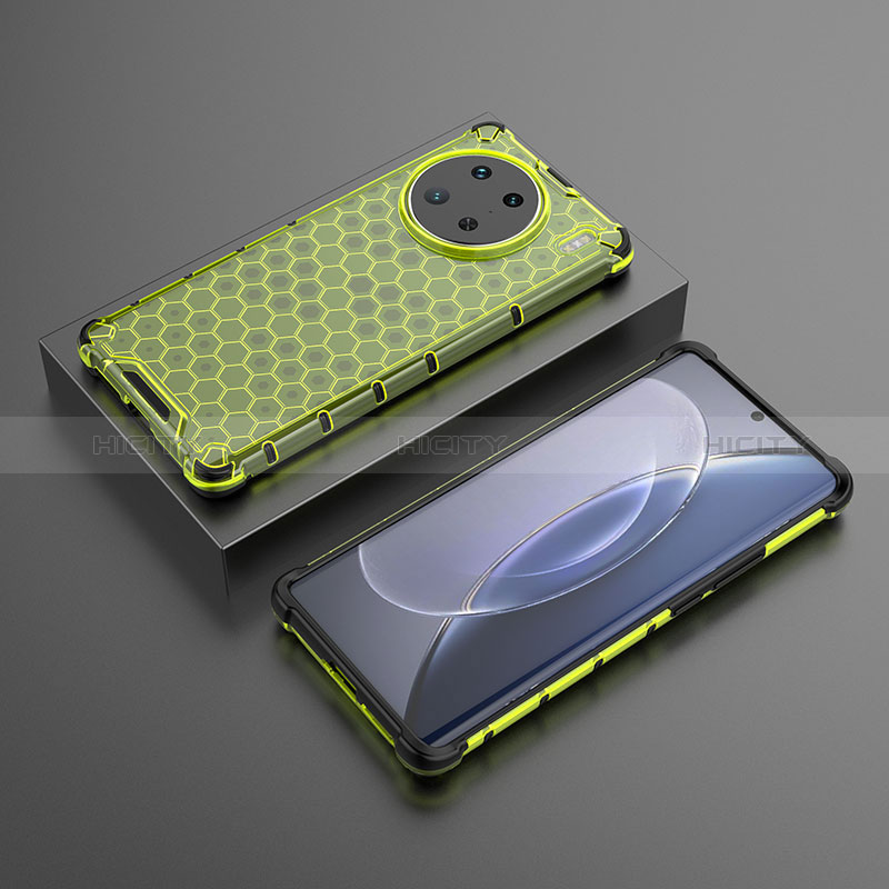 Vivo X90 Pro 5G用360度 フルカバー ハイブリットバンパーケース クリア透明 プラスチック カバー AM2 Vivo グリーン