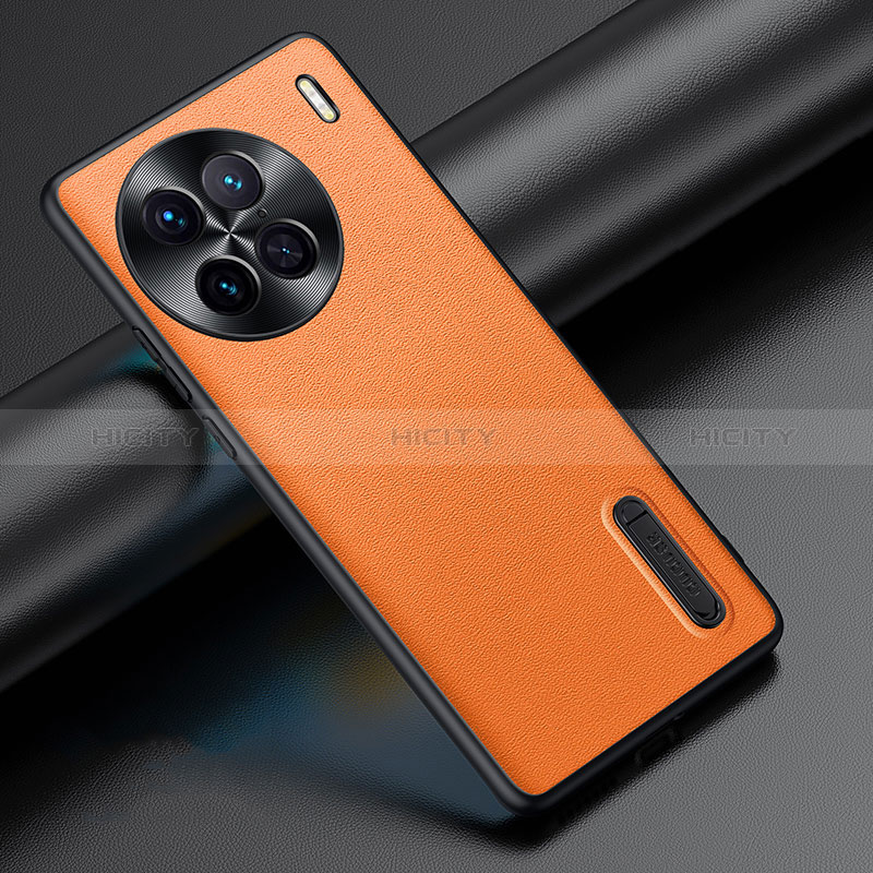 Vivo X90 Pro 5G用ケース 高級感 手触り良いレザー柄 JB3 Vivo オレンジ
