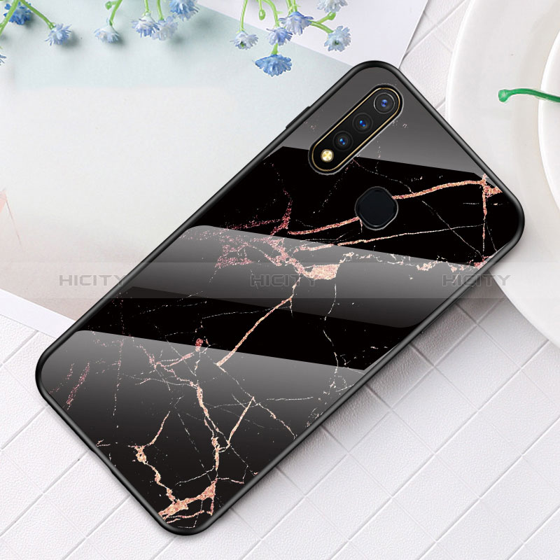 Vivo Y19用ハイブリットバンパーケース プラスチック パターン 鏡面 カバー Vivo ゴールド・ブラック