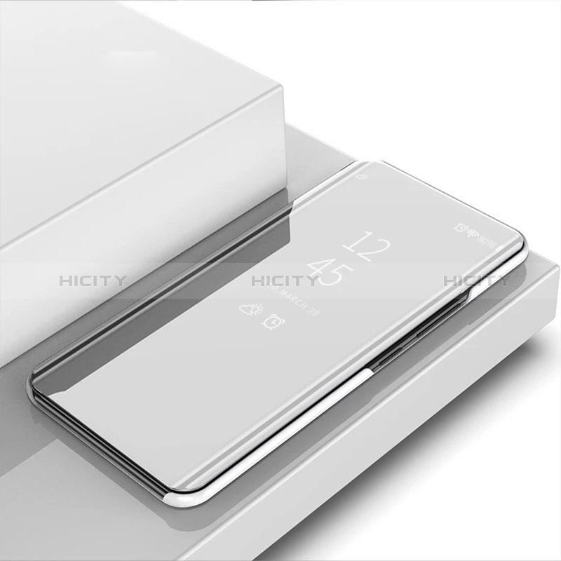 Vivo Y53s NFC用手帳型 レザーケース スタンド 鏡面 カバー Vivo シルバー