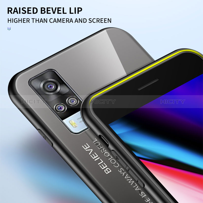 Vivo Y53s NFC用ハイブリットバンパーケース プラスチック 鏡面 虹 グラデーション 勾配色 カバー LS1 Vivo 