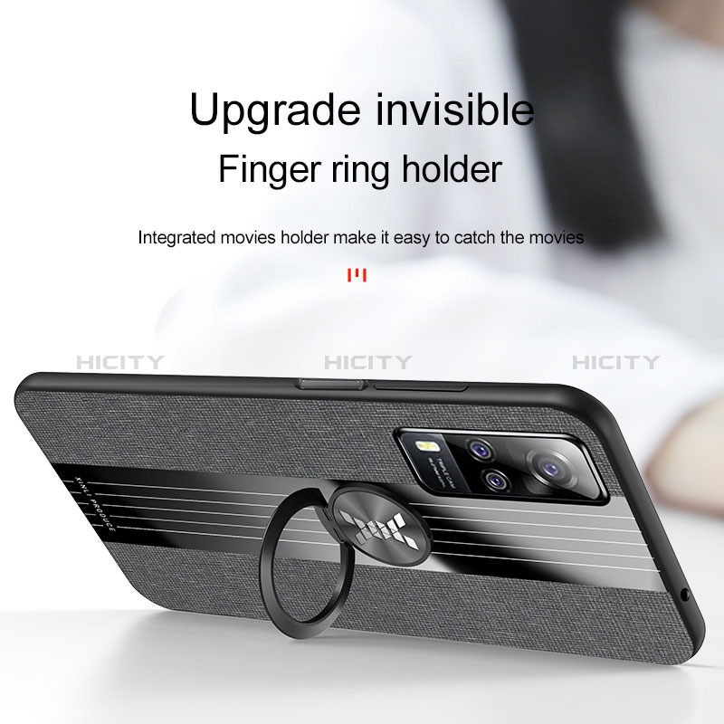 Vivo Y53s NFC用極薄ソフトケース シリコンケース 耐衝撃 全面保護 アンド指輪 マグネット式 バンパー X01L Vivo 